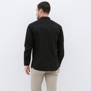 Kemeja Pria Basic Polos Panjang Hitam - Image 2